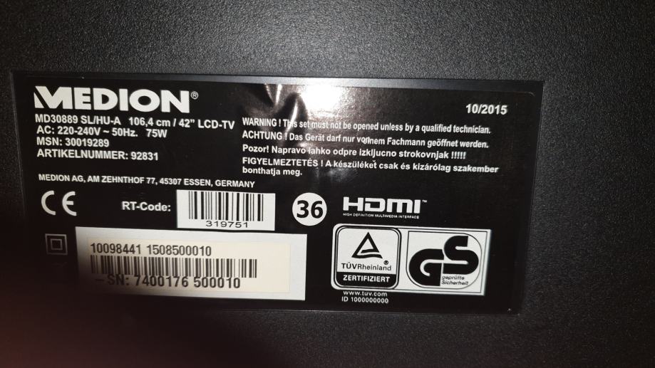 MEDION LIFE P17098 (MD 30889) 106,7 Cm (42 Zoll) 1080p HD