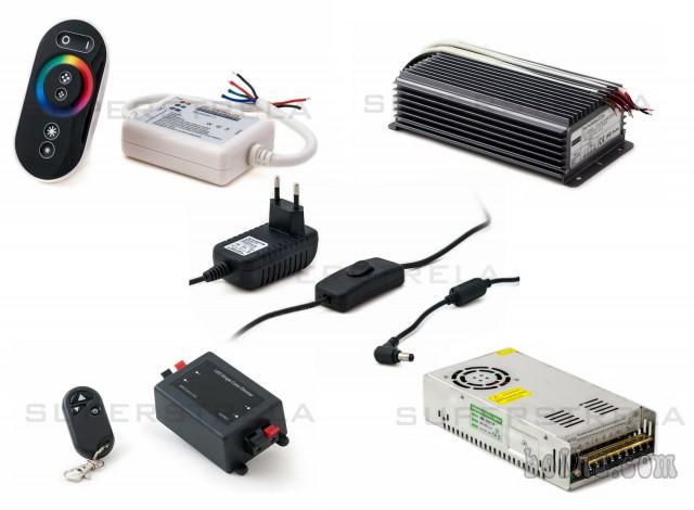 LED napajalnik, RGB kontroler z IR daljincem, LED zatemnilik (Dimme...
