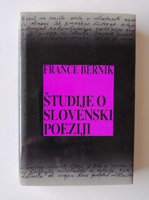 FRANCE BERNIK, ŠTUDIJE O SLOVENSKI POEZIJI