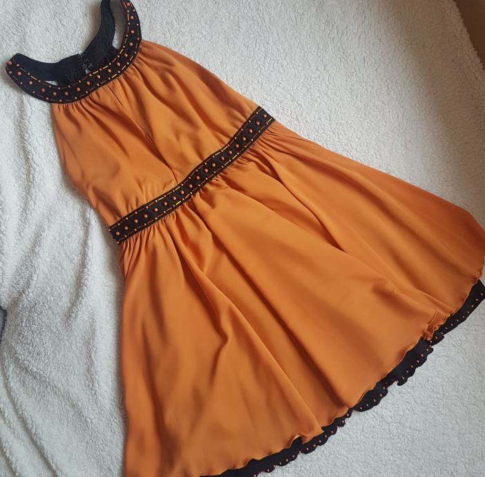 Maturantska obleka oranžna črna