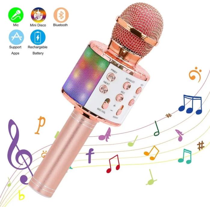 Mikrofon brezžični BLUETOOTH karaoke petje MP3 zvočnik Božično DARILO