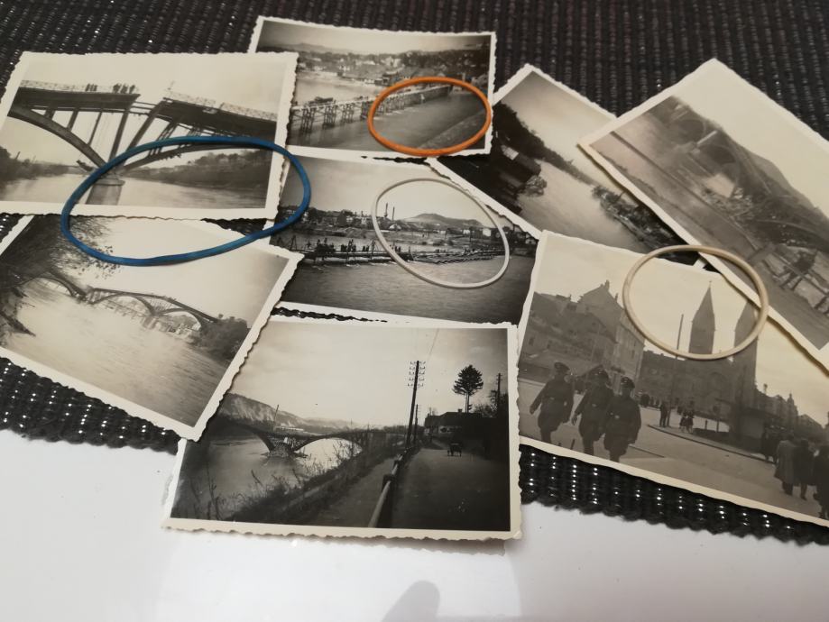 8 x WW2 stare originalne fotografije Maribor porušen most,Marburg,voj
