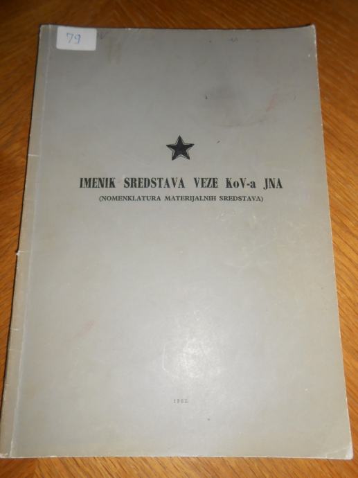 JNA knjiga IMENIK SREDSTAVA ZVEZE 1965