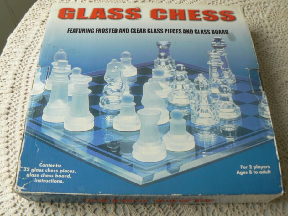 Šah iz stekla, vel. 35x35 cm, nov