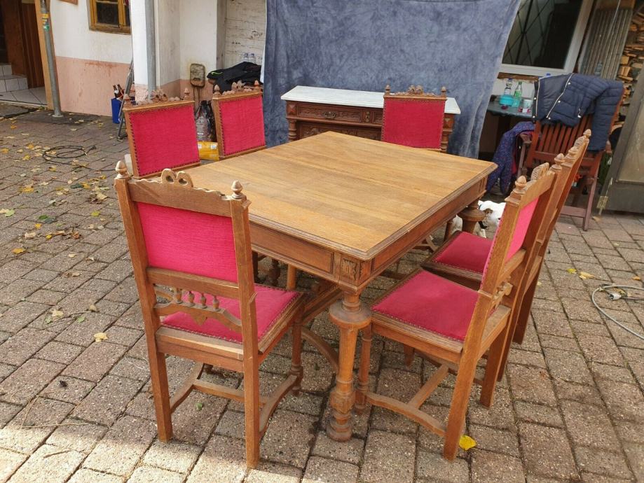Miza in 6 stolov komplet cca  1900 leto