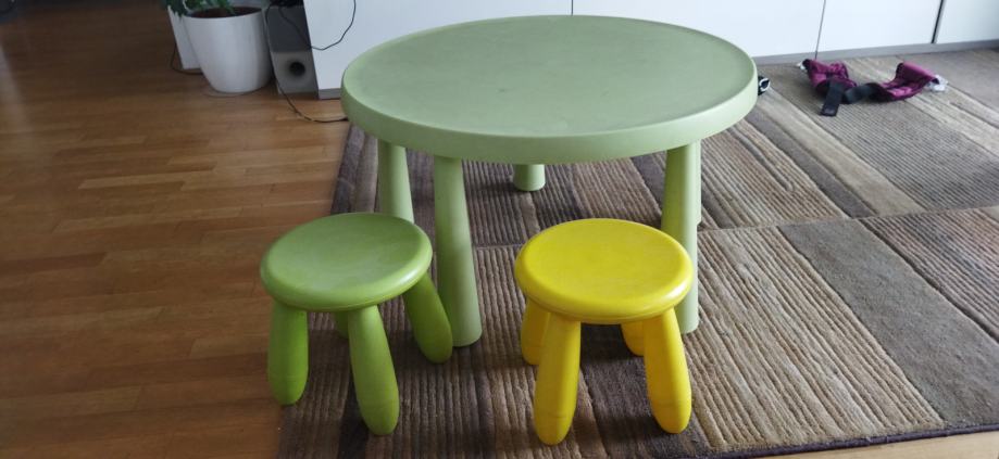 Ikea mizica mamut in dva stolčka