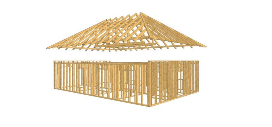 212 Montažna lesena skeletna hiša (14,00 x 8,80m)