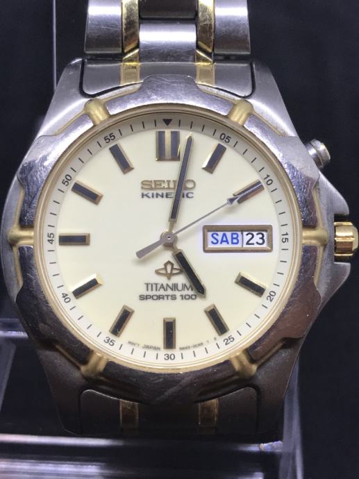 Seiko Kinetic Windward SKA058 SKH064 Da Uomo TRE Maglie Oro Inox - Foto 11