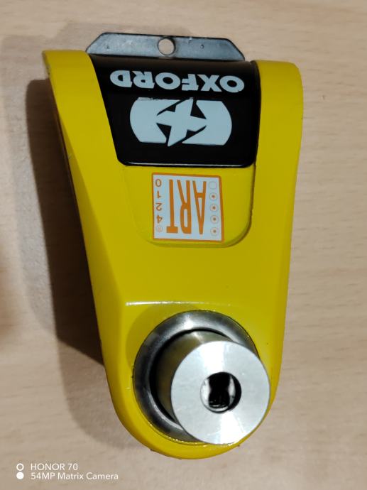 Blocco Disco Allarme Per Moto Oxford Alpha XA14 - 14mm, Colore Giallo/Nero