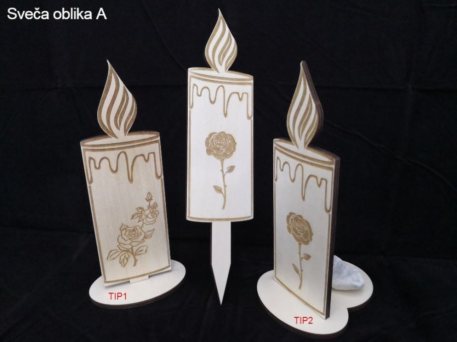 Lesena sveča- s konico ali podstavkom