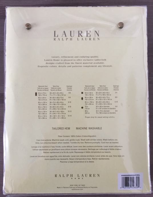 Nov namizni prt znamke Ralph Lauren, 152 cm x 305 cm