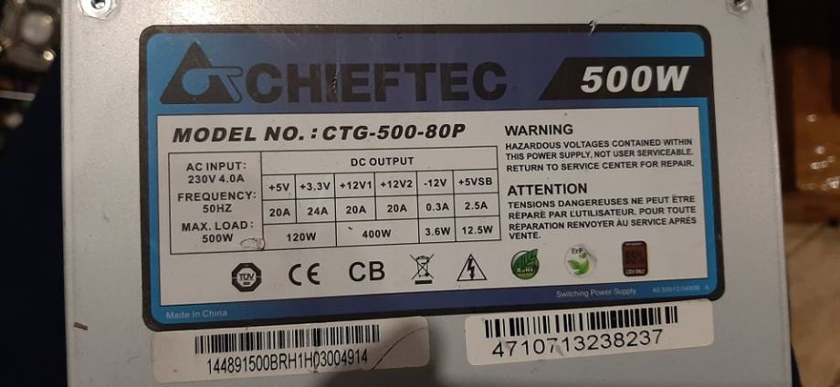 500w Chieftec napajalnik 80plus