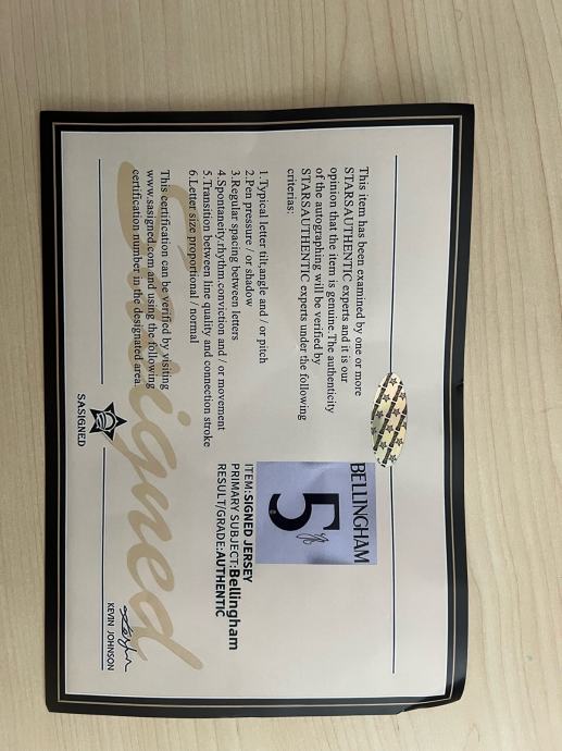 Dres Jude Bellingham 2023 24 Original Podpisan Certifikatom