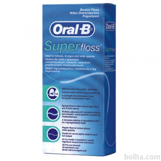 Zobna nitka Oral-B Superfloss za čiščenje zobnega aparata