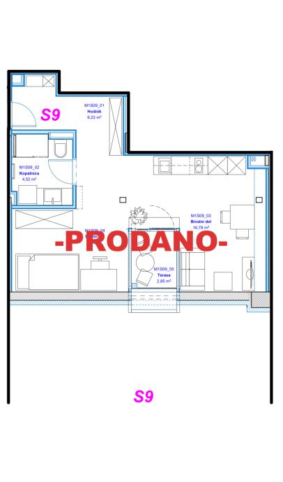 STANOVANJE ŽALEC S9 - PRODANO - 46,36 m2 (prodaja)