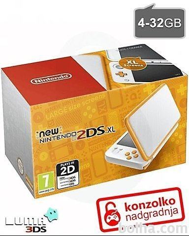 Nintendo NEW 2DS XL oranžno-bel + MicroSD 4GB + Boot9strap + Luma3D...