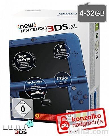 Rabljeno - Nintendo NEW 3DS XL moder + MicroSD 4GB + Boot9strap +...