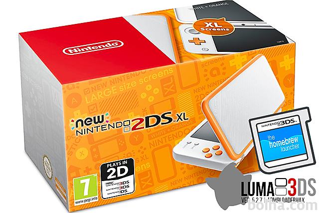 New Nintendo 2DS XL oranžen + Luma3DS + Face Riders + microSD 4GB +...