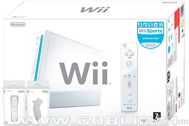 Rabljeno: Nintendo Wii bel + 2x kontroler + USB Loader GX + Wii igr...