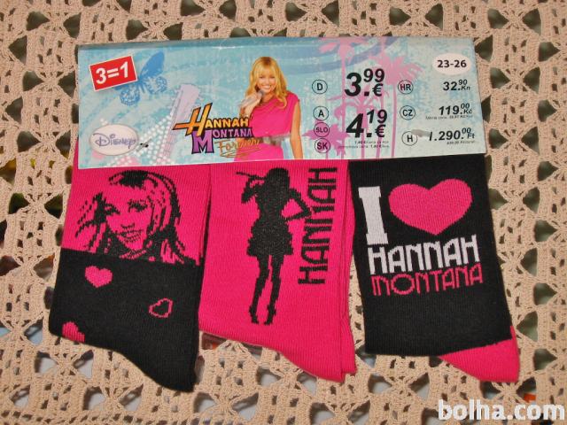 Nove dekliške nogavice št.23/26 - Disney, Hannah Montana,3p.