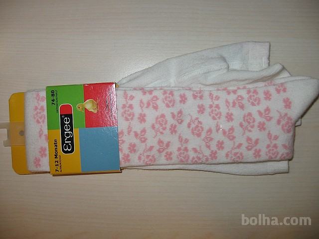 Nove otroške hlačne nogavice z vzorcem št.74/80,bele(roza)