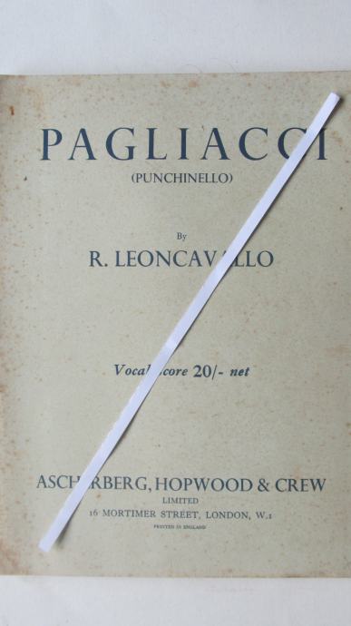 PAGLIACCI(Punchinello)-R.LEONCAVALLO/   notna knjiga