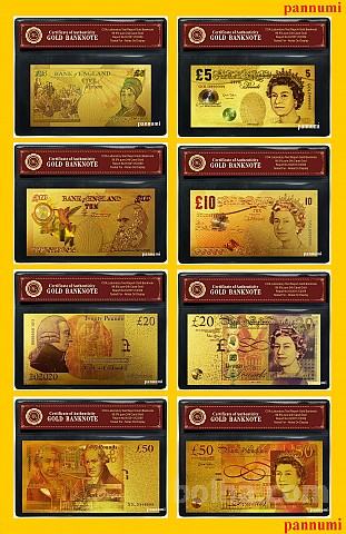 GBP SET 24k pozlačeni bankovci z certifikatom (barvni)