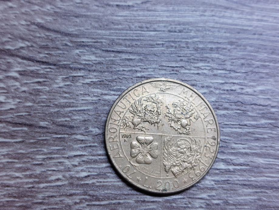 Spominjski Kovanec-italija 200 lir 1993