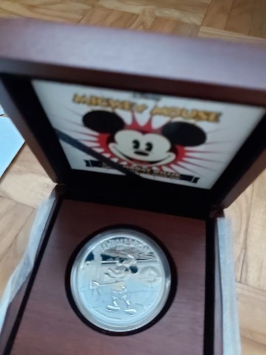 Srebrnik 1oz Mickey Mouse, Steamboat Willie - Disney