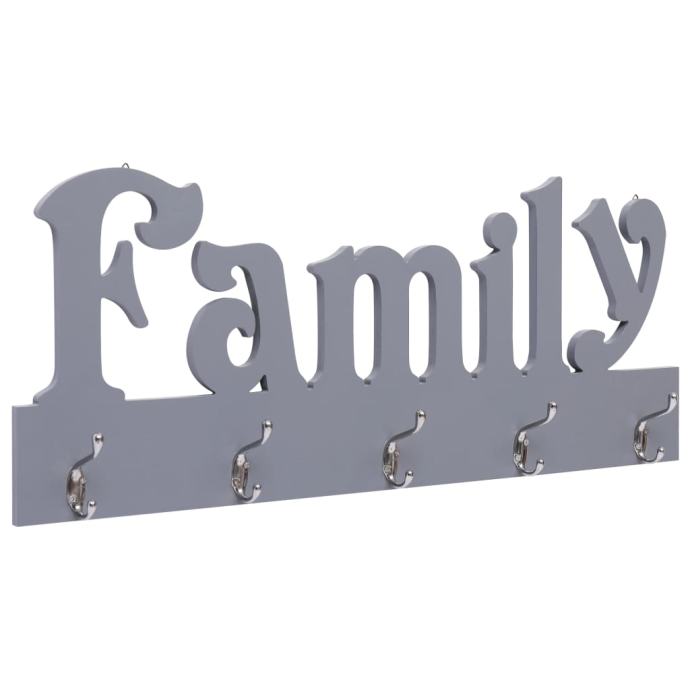 Stenski obešalnik za plašče FAMILY siv 74x29,5 cm
