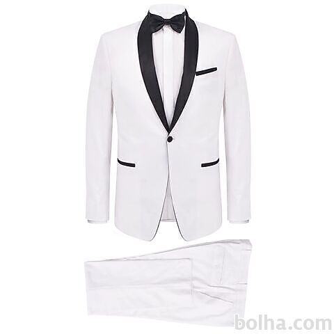 vidaXL Moška dvodelna večerna obleka Black Tie velikost 50 bela