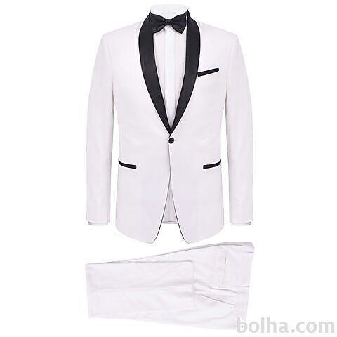vidaXL Moška dvodelna večerna obleka Black Tie velikost 52 bela