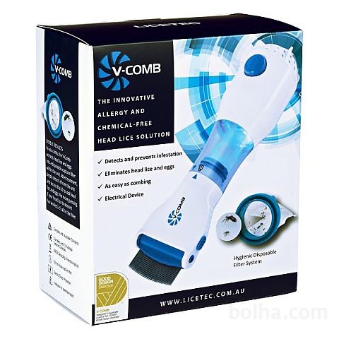 V-Comb električni glavnih in aspirator za lasne uši in gnide