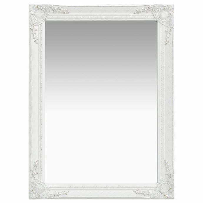vidaXL Stensko ogledalo v baročnem stilu 60x80 cm belo