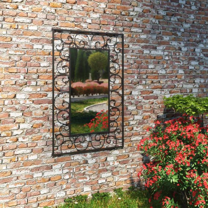 Vrtno stensko ogledalo pravokotno 50x80 cm črne barve