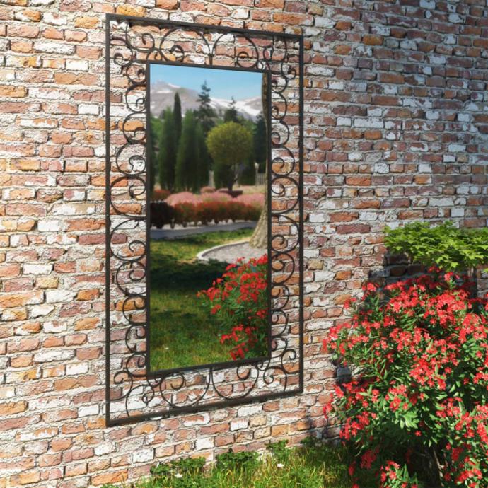 Vrtno stensko ogledalo pravokotno 60x110 cm črne barve