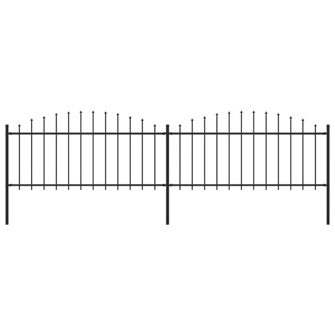 vidaXL Vrtna ograja s koničastimi vrhovi jeklo (0,5-0,75)x3,4 m črna
