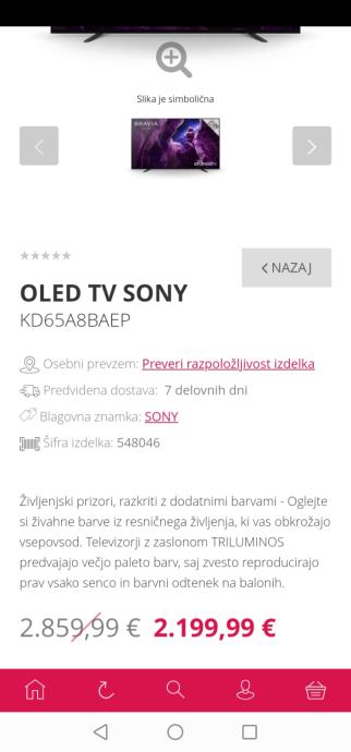 OLED TV SONY KD65A8BAEP