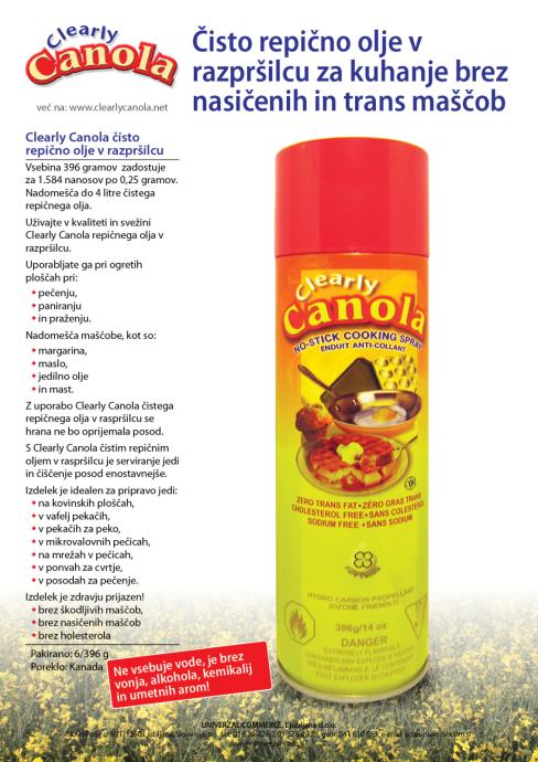 Cleary Canola spray olje čiste repice 396g