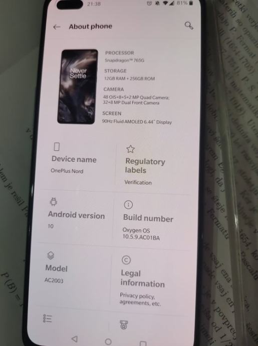 Novi OnePlus Nord 12GB / 256 GB