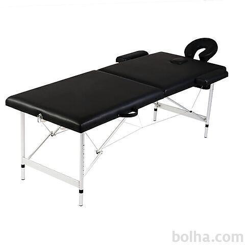 vidaXL Črna zložljiva masažna miza z 2 območji in aluminjastim&peri...