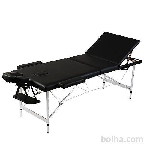 vidaXL Črna zložljiva masažna miza z 3 območji in aluminjastim&peri...