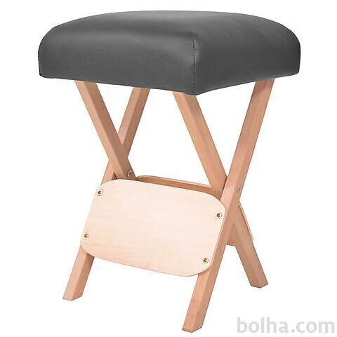 vidaXL Zložljiv masažni stolček z 12 cm debelim sedežem črn