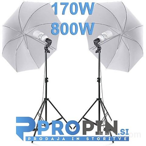 Foto studio dežnik 2x 83cm - komplet 170W (800W)