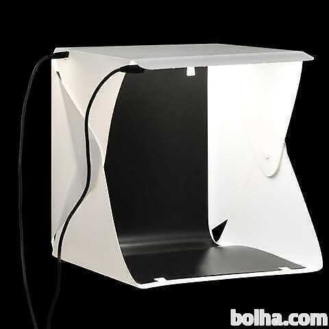 vidaXL Zložljiv LED svetlobni šotor za foto studio 23x25x25 cm bel