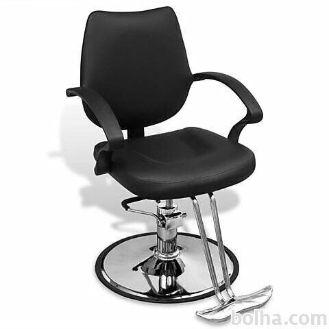 vidaXL Črn profesionalni brivski stol iz umetnega usnja