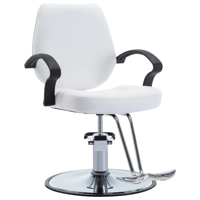 vidaXL Frizerski stol iz umetnega usnja bele barve