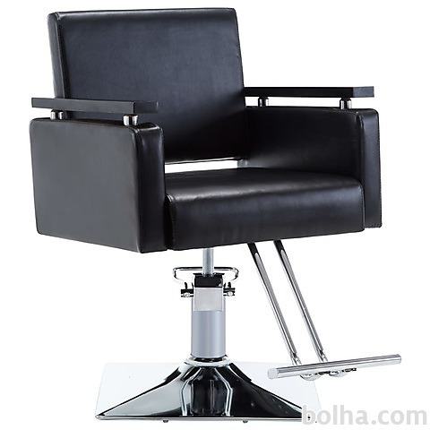 vidaXL Frizerski stol iz umetnega usnja črne barve