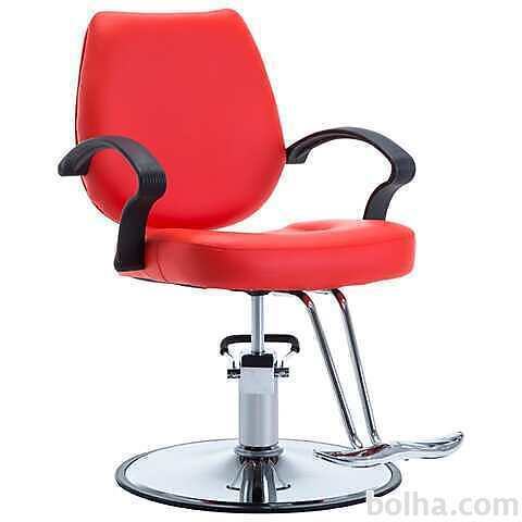 vidaXL Frizerski stol iz umetnega usnja rdeče barve