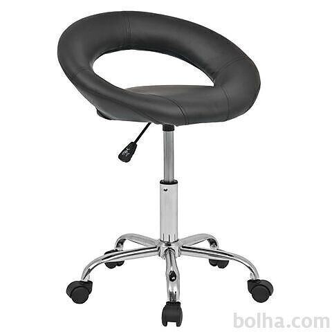 vidaXL Vrtljiv salonski stolček umetno usnje črne barve
